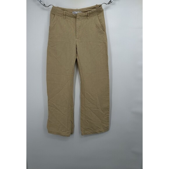 Zara linen blend wide leg dress slacks size small  light  wrinkling look Coastal - Picture 1 of 11